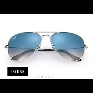 Light Blue gradient silver ray ban aviators w/case